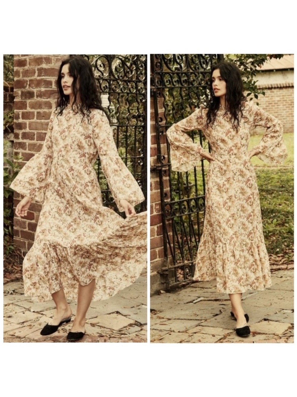 New Doen Adelaide Bell Sleeve Floral Dress Size XS​​